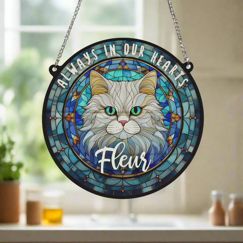 Cat Persian Memorial Stained Glass Effect Suncatcher